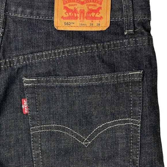 LEVI STRAUSS 562 Loose Taper Boy's 2-Toned Jeans 16 Reg Black Pockets Side‎ Zip - Picture 16 of 16